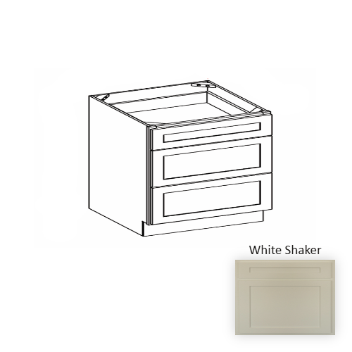 VDB24 Wood White Shaker Vanity Drawer Base White Shaker 1