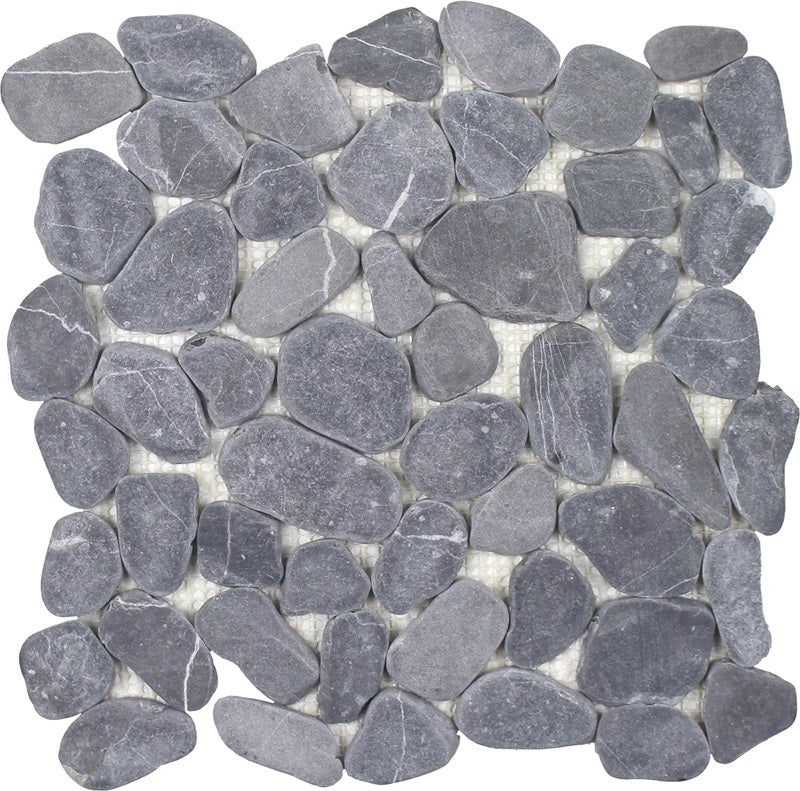 Full Sheet Sample - Beachstones Blue Pebble Natural Stone Mosaic - 11.50" x 11.50" Matte