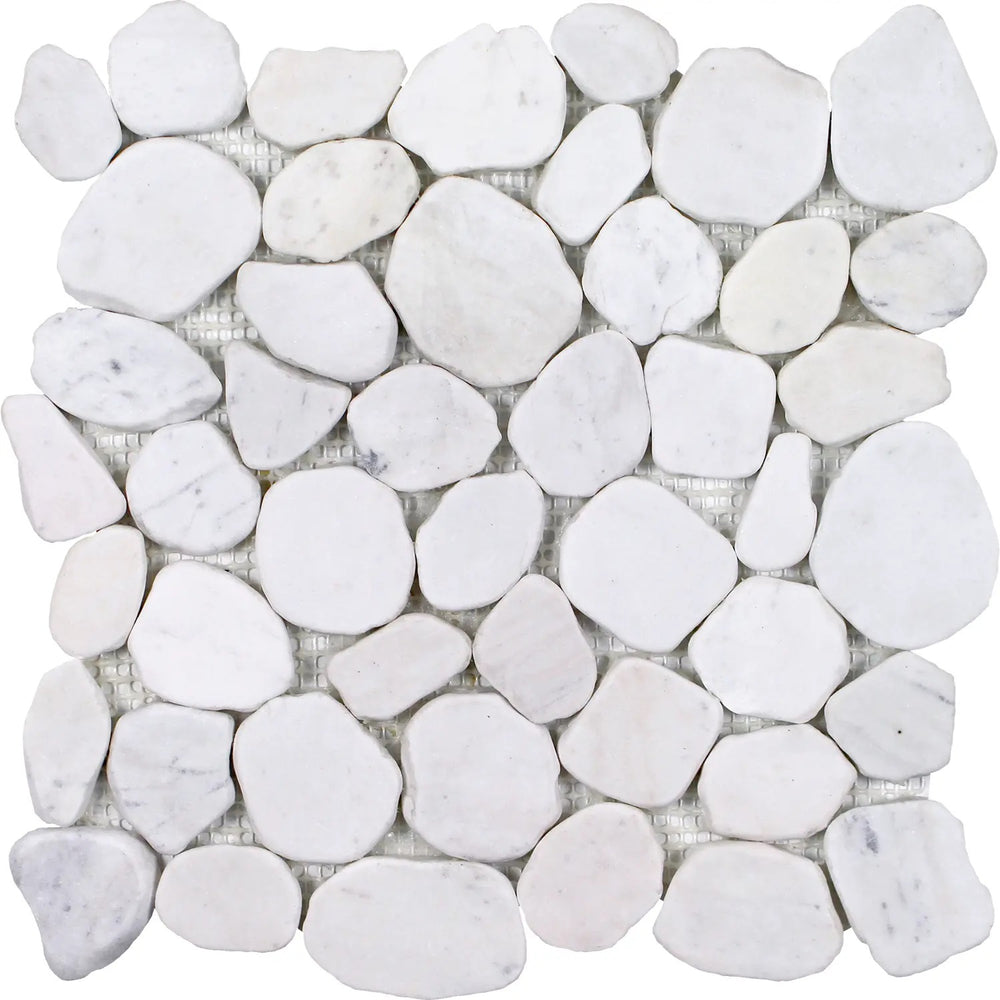 Full Sheet Sample - Beachstones White Pebble Natural Stone Mosaic - 11.50" x 11.50" Matte