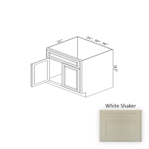 VSB24 Wood White Shaker Vanity Drawer Base White Shaker 1