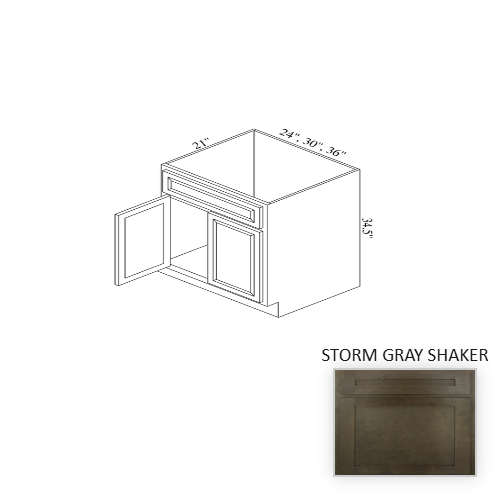 VSB36 Wood Storm Gray Shaker Vanity Cabinet Storm Gray Shaker 1