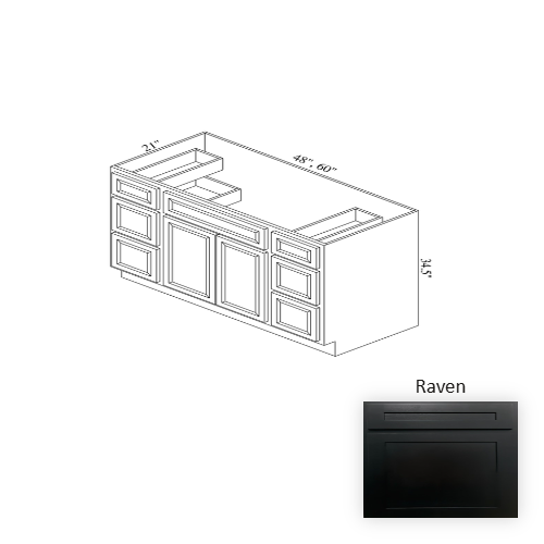 VSB48D Wood Raven Vanity Drawer Base Raven 1