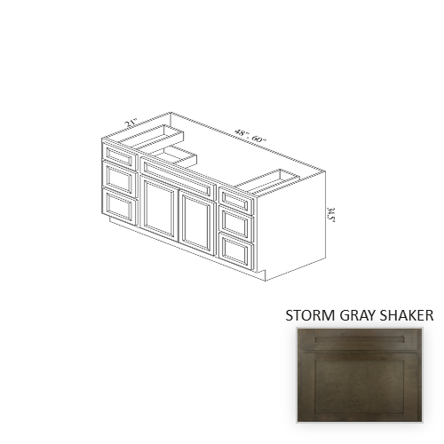 VSB48D Wood Storm Gray Shaker Vanity Cabinet Storm Gray Shaker 1