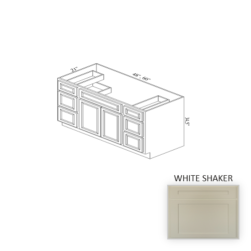 VSB48D Wood White Shaker Vanity Cabinet White Shaker 1