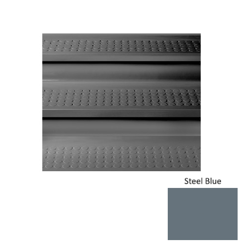 Steel Blue Raised Circles Rubber Stair Tread with Riser 1