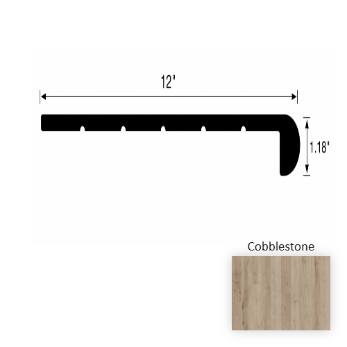 VersaCore PureEdge Cobblestone Luxury Vinyl Moulding / Trim - 12" x 48" Round Stair Tread