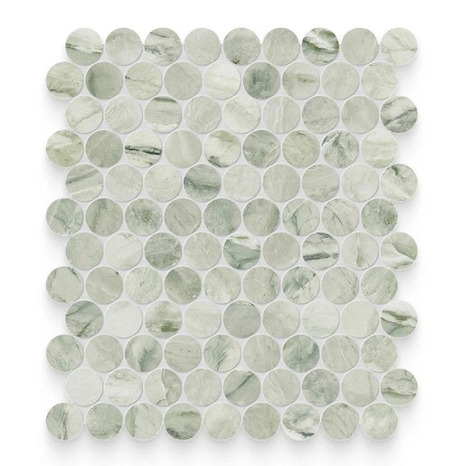 Ming Green Honed Marble Mosaic - 1.25" x 1.25" Penny Round