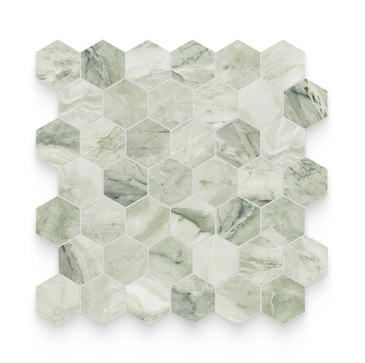 Ming Green Honed Marble Mosaic - 2" Hexagon