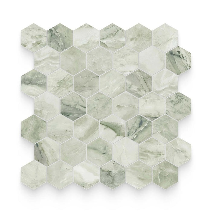 Ming Green Honed Marble Mosaic - 2" Hexagon