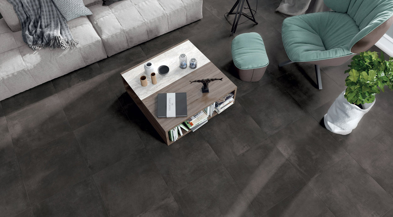 Volcano (Rondine) Dark Matte Porcelain Tile - 12" x 24"