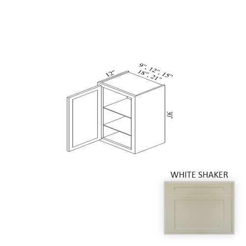 W0930 Wood White Shaker Wall Cabinet White Shaker 1