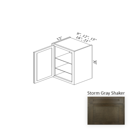 W0936 Wood Storm Gray Shaker Wall Cabinet Storm Gray Shaker 1
