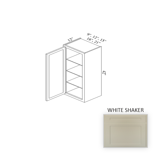 W0942 Wood White Shaker Wall Cabinet White Shaker 1