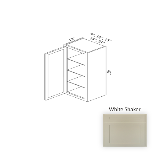 W0942 Wood White Shaker Wall Cabinet White Shaker 1