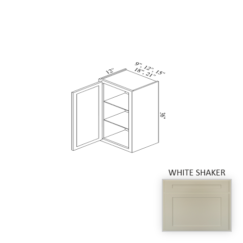 W1236 Wood White Shaker Wall Cabinet White Shaker 1