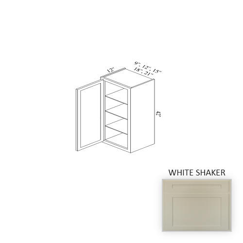 W1242 Wood White Shaker Wall Cabinet White Shaker 1