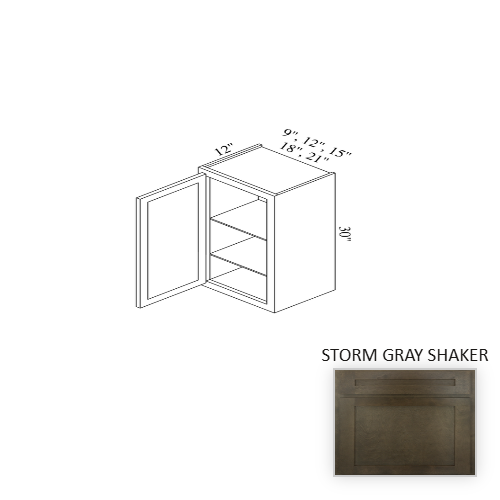 W1530 Wood Storm Gray Shaker Wall Cabinet Storm Gray Shaker 1