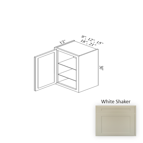 W1830 Wood White Shaker Wall Cabinet White Shaker 1