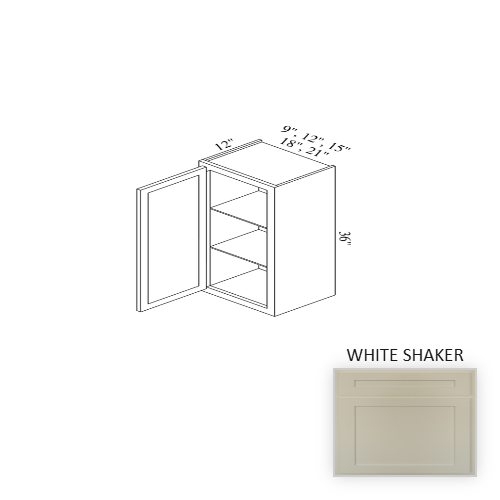 W2136 Wood White Shaker Wall Cabinet White Shaker 1