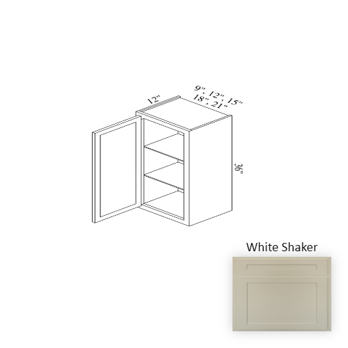 W2136 Wood White Shaker Wall Cabinet White Shaker 1