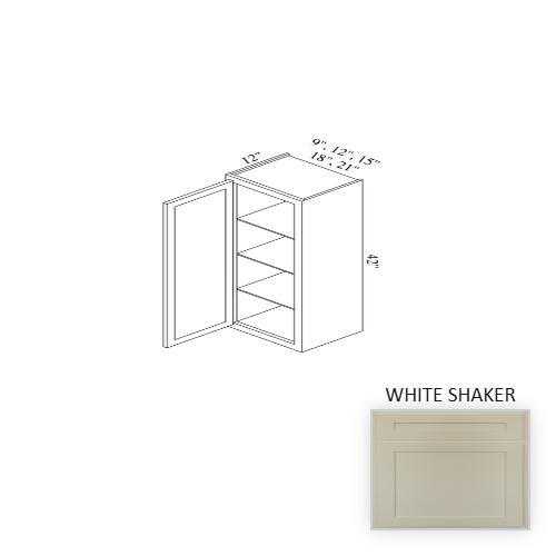 W2142 Wood White Shaker Wall Cabinet White Shaker 1