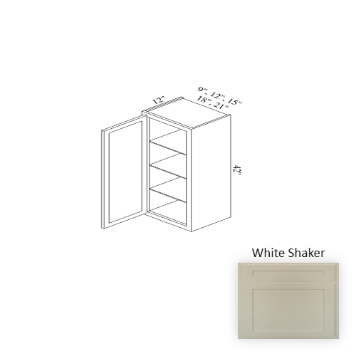 W2142 Wood White Shaker Wall Cabinet White Shaker 1