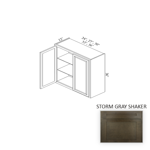 W2436 Wood Storm Gray Shaker Wall Cabinet Storm Gray Shaker 1