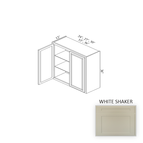 W2436 Wood White Shaker Wall Cabinet White Shaker 1