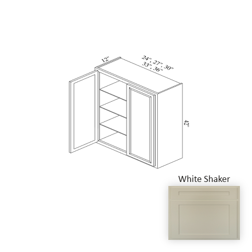 W2442 Wood White Shaker Wall Cabinet White Shaker 1