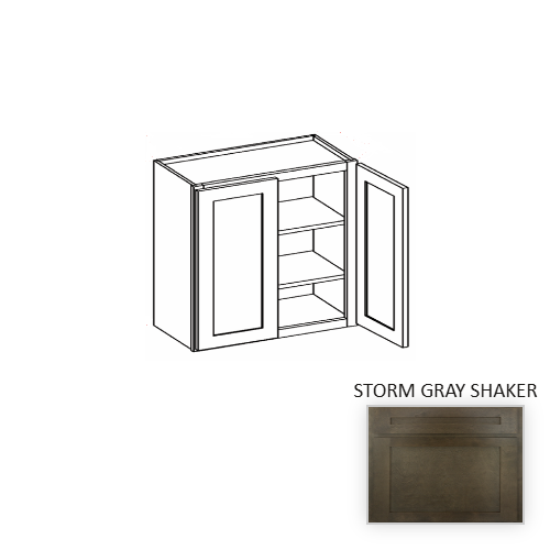 W2730 Wood Storm Gray Shaker Wall Cabinet Storm Gray Shaker 1
