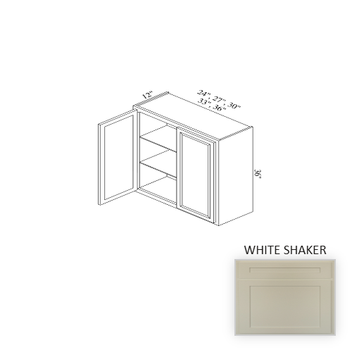 W2736 Wood White Shaker Wall Cabinet White Shaker 1