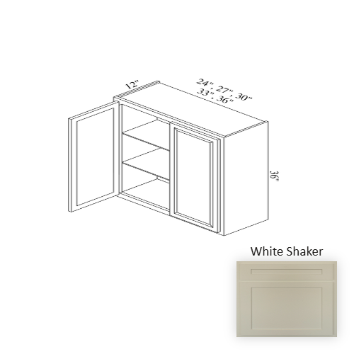 W2736 Wood White Shaker Wall Cabinet White Shaker 1