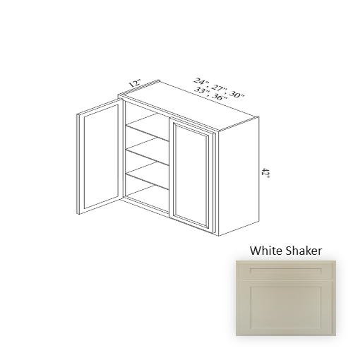 W2742 Wood White Shaker Wall Cabinet White Shaker 1