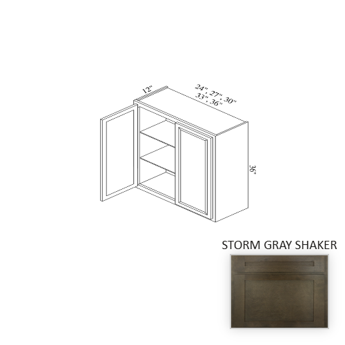 W3036 Wood Storm Gray Shaker Wall Cabinet Storm Gray Shaker 1
