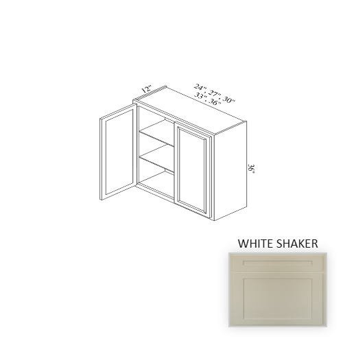 W3036 Wood White Shaker Wall Cabinet White Shaker 1