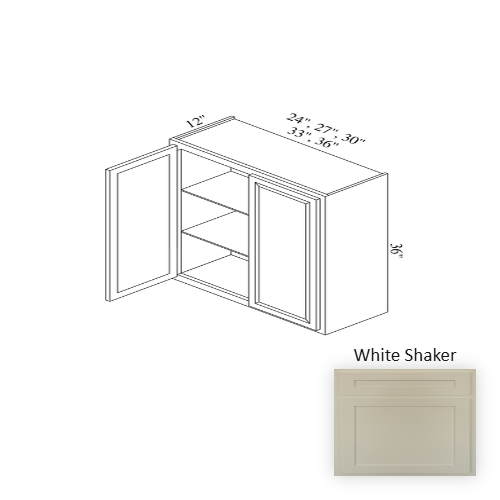 W3036 Wood White Shaker Wall Cabinet White Shaker 1