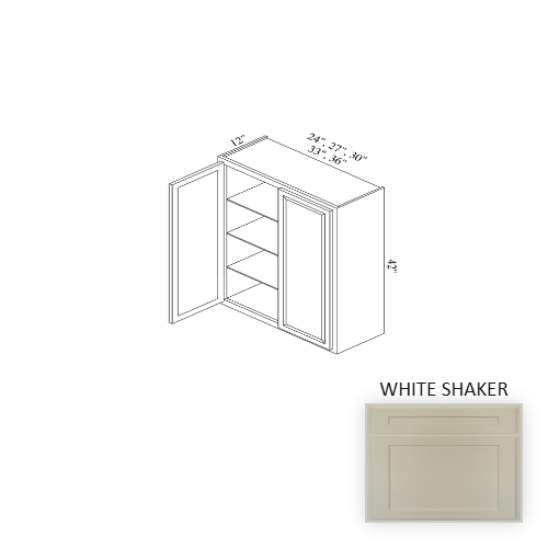 W3042 Wood White Shaker Wall Cabinet White Shaker 1