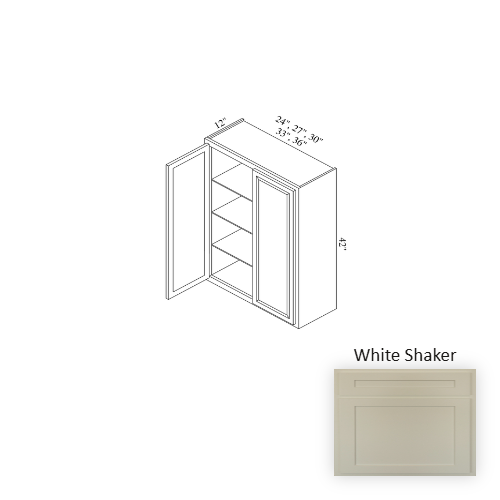 W3042 Wood White Shaker Wall Cabinet White Shaker 1