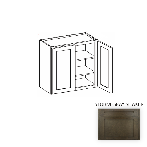W3330 Wood Storm Gray Shaker Wall Cabinet Storm Gray Shaker 1