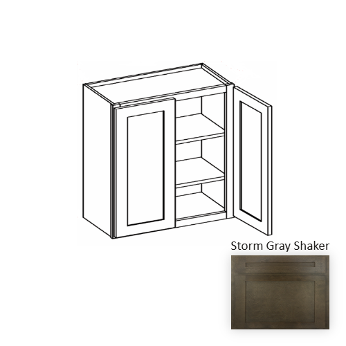 W3330 Wood Storm Gray Shaker Wall Cabinet Storm Gray Shaker 1
