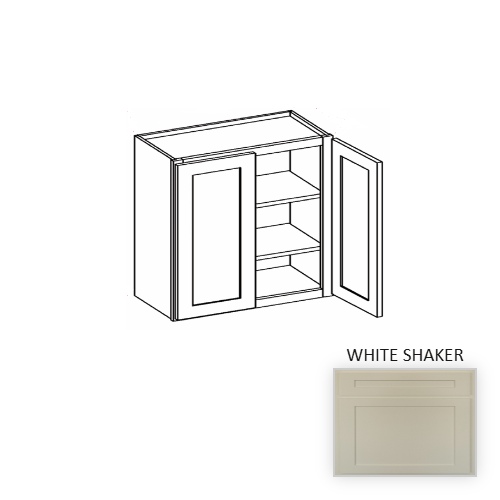 W3330 Wood White Shaker Wall Cabinet White Shaker 1