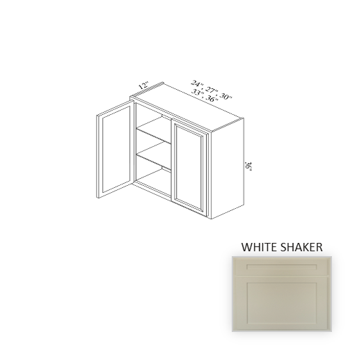 W3336 Wood White Shaker Wall Cabinet White Shaker 1