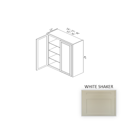 W3342 Wood White Shaker Wall Cabinet White Shaker 1