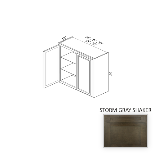 W3636 Wood Storm Gray Shaker Wall Cabinet Storm Gray Shaker 1