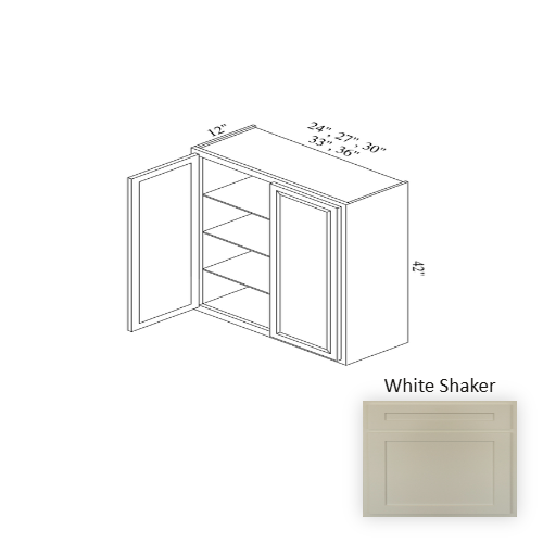 W3642 Wood White Shaker Wall Cabinet White Shaker 1