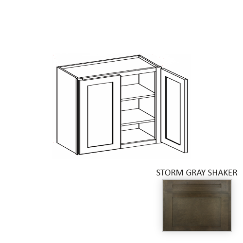 W3930 Wood Storm Gray Shaker Wall Cabinet Storm Gray Shaker 1