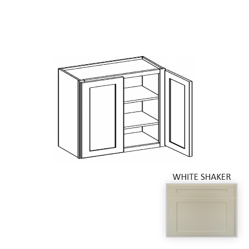 W3930 Wood White Shaker Wall Cabinet White Shaker 1