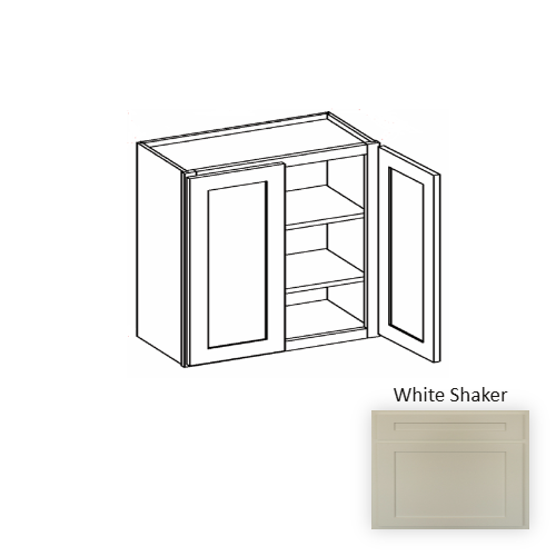 W3930 Wood White Shaker Wall Cabinet White Shaker 1