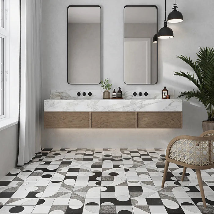 Modulo Monochrome Marble Mosaic Textured & Honed 3