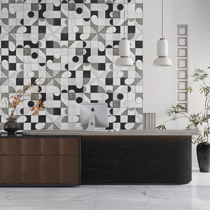Modulo Monochrome Marble Mosaic Textured & Honed 2